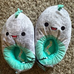 Squishmallows Gray and Teal Kids One Piece Slippers